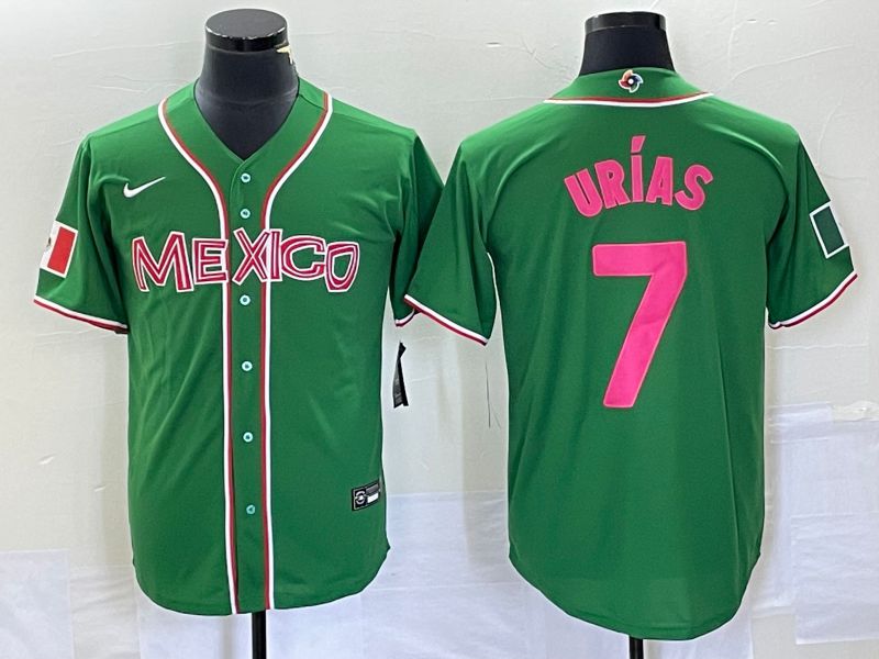 Men 2023 World Cub Mexico #7 Urias Green pink Nike MLB Jersey12->more jerseys->MLB Jersey